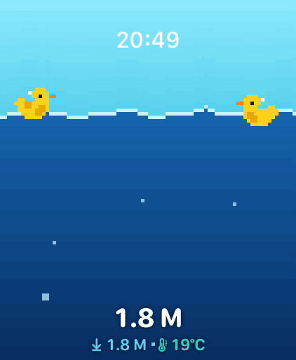 Plask dive: depth rises as the ducks dive